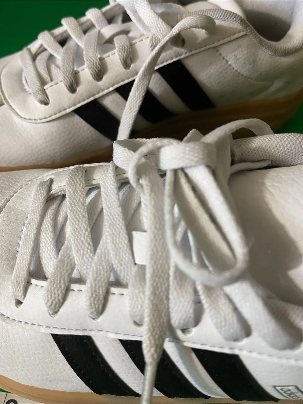 adidas Men’s White Sneakers with Black Stripes and Gum Sole